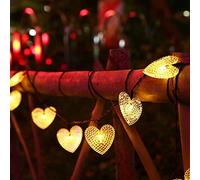 SUAVER Solar Heart String Lights 15.7ft 20LED 8 Modes Solar Fairy Light,Waterproof Heart Hanging Lighting Outdoor Atmosphere Lights for Gardens,Lawn Patio,Festival,Wedding Party Decoration(Warm white)