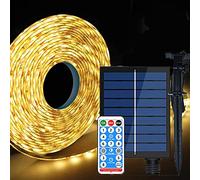 SUAVER Solar LED Strip Lights Outdoor 10M 240LED Strip Waterproof Flexible Rope Ligts with Remote 8 Modes Decoration String Light for Garden Trees Christmas Party Decor (Warm White)