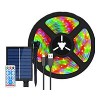 SUAVER Solar LED Strip Lights Outdoor 10M 240LED Strip Waterproof Flexible Rope Ligts with Remote 8 Modes Decoration String Light for Garden Trees Christmas Party Decor (Multicolor)