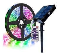SUAVER Solar LED Strip Lights Outdoor, Waterproof Solar & USB Powered Flexible LED Light Strip with Remote Dimmable Rope Ligts for Cabinet Stair Garden Porch Patio Gazebo Decor (Multicolor, 3m 90LED)