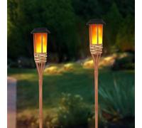 SUAVER Solar Lights Outdoor Garden Bamboo Flame Torch Lamp,Waterproof Solar Flickering Dancing Flame Lights Garden Ornament Outdoor Stake Lights for Yard Patio Pathway Decorations (2)