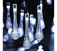 SUAVER Solar Lights Outdoor Garden String,Waterproof LED Fairy Light 8 Modes Teardrop Crystal Raindrop Decoration Lighting Solar Tree Lamp for Patio Yard Party Fence Christmas (White, 4m 20LED)