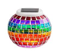 SUAVER Solar Powered Mosaic Glass Ball Garden Lights,Color Changing Solar Table Lamps Waterproof Automatic Operation Solar Outdoor Lights for Christmas,Home,Yard, Patio Decorations (Rainbow)