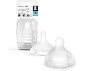 SUAVINEX 307388 Pack of 2 SX Pro Symmetrical Silicone Teats Sealant for Milk or Dense Liquids, 6 Months, with Anti-Colic System