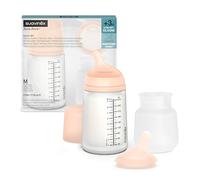 Suavinex, Anti-Colic Zero Zero Medium Flow Bottle Pack 270 ml with Medium Flow Teat + Replacement Medium Flow Teat + Replacement Anti-Colic Pocket for Babies + 3 Months
