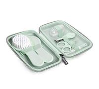 Suavinex, Baby Care Kit Complete and Portable Baby Manicure Set Contains: Brush and Comb + Finger Toothbrush + Scissors + File + Nail Clipper, 6 Pieces, soft blue