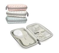 Suavinex, Baby Grooming Kit Complete Portable Toiletry Bag Manicure Kit Contains: Brush & Comb + Toothbrush + Scissors + File + Nail Clippers 6 Pieces Grey