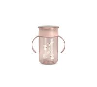 Suavinex, Baby Learning Cup, 360 Cup with Anti-Spill and Anti-Drip System, Magic Cup with Handles and Lid, Dishwasher and Microwave Safe, 340 ml, Training Cup for Babies +12 Months, Pink