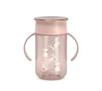 Suavinex, Baby Learning Cup, 360 Cup with Anti-Spill and Anti-Drip System, Magic Cup with Handles and Lid, Dishwasher and Microwave Safe, 340 ml, Training Cup for Babies +12 Months, Pink
