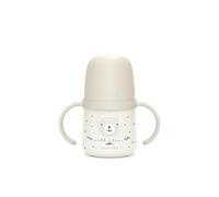 Suavinex, Baby Learning Cup, Baby Bottle with Handle, Glow in The Dark, Leak-Proof Silicone Spout with Anti-Colic Valve, for Babies + 6 Months, Ideal Night, 150 ml, Grey