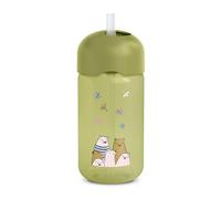 Suavinex, Baby Learning Cup, Children's Straw Bottle, Baby Drinking Cup with Flexible Silicone Straw, Bite Resistant, Drip Resistant, Dishwasher Safe, 18 Months, 340 ml, Bears Green