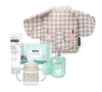 Suavinex, Baby Nursery Backpack Baby Gift Contains: Baby Cologne Memories 100ml + Nappy Cream 75ml + Pack of 25 Wipes + Learning Cup Grey Elephant