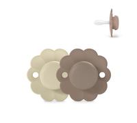 Suavinex, Baby Pacifier 6/18 Months, Pack of 2, Round Pacifier with Symmetrical SX Pro Dummy in Silicone, Reversible, Flat, Flexible, Oral Development, Wonder Gray/Umber