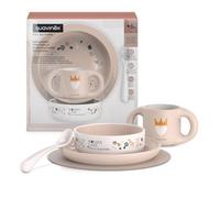 Suavinex, Children's Tableware Set Baby Food Set with Placemat Non-Slip + Plate + Bowl + Cup + Spoon Dishwasher Safe Microwave Safe for Babies 6 Months + Pink