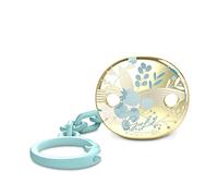 Suavinex Gold Edition Soother Chain for Babies +0 Months, Gold Metallic Effect Jewel Clip, Light Blue