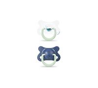 Suavinex Night&Day Lutscher, Reversible, 2/4 m, Whale, Blue, Pack of 2
