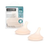 Suavinex, Pack of 2 Teats for Zero Anti-Colic Baby Bottle, Replacement Teat with Tight Flow (L), Ideal Opening for Thick Liquids, for Babies from + 6 Months, 2U