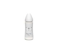 Suavinex Round Bottle with Fast Flow Moustache Teat 360 ml Grey