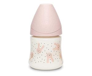 Suavinex Round Slow Flow Rabbit Feeding Bottle 150 ml Pink