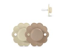 Suavinex, Set of 2 Baby Pacifiers 0-6 Months, Round Pacifier with Symmetrical Pacifier SX Pro Silicone Dummy, Reversible, Flat, Flexible, Oral Development, Newborn, Wonder Gray/Cork