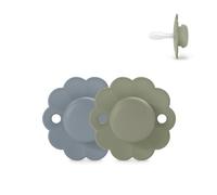 Suavinex, Set of 2 Baby Pacifiers 6/18 Months, Round Pacifier with Symmetrical Teat SX Pro Silicone Reversible, Flat, Flexible, Oral Development, Wonder Lake/Green