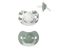 Suavinex Set of 2 Soothers with Symmetrical Silicone Pacifier SX Pro for 6-18 Months, Flat Flexible Teat, Walk in the Park Green