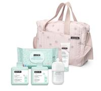 SUAVINEX Suavinex Cosmetic Bag Syndet Gel-Shampoo 300 ml + Moisturising Lotion 300 ml + Intensive Nappy Ointment 75 ml + New Baby Cologne 100 ml + Derma Wipes 72 Ud, 5 Products, Pink