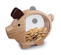 suaywo Wooden Money Box for Kids Wood Piggy Bank Money Box for Kids Piggy Bank Wooden Money Bank for Kids Creative piggy Bank birthday Gift decoration living Room 24 * 20 cm