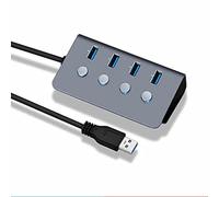 Sub-Control Switch 4-Port USB 3.0 HUB Aluminum Alloy Upto 5Gbps Multi USB Splitter for Desktop Laptop