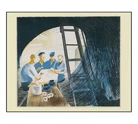 Sub Sailors Playing Cards HMS Dolphin 1941by Eric Ravilious -vintage artwork, 12x8 inch (A4) Reproduction Poster Print