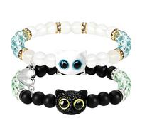 SUBANG 2 Pieces Bracelets Cat Inspired Design for Couples Committed Relationships and Close Friendships Thoughtful Gift for Him Her or BFFs Cute Kitty Friendship Jewelry