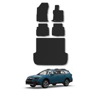 Subaru Outback Estate (2019+) 5mm Rubber Car Mats & Boot Liner Bundle Set Accessories Tailored Non Slip Black Trim Full Protection Compatible Accessory Front Rear Set Hand-Finished Clips