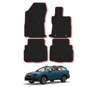 Subaru Outback Estate (2019+) Car Mats Accessories Tailored Fit Carpet Floor Mats Non Slip Red Trim Accessory Compatible Front Rear Set Anti Slip Granulated Backing Hand-Finished Full Coverage Clips