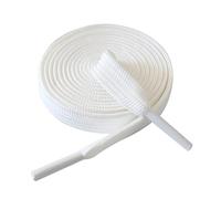 SUBAUM 2 PAIRS 10mm Wide Flat Shoe Laces for Trainers,Durable Thick Replacement Shoelaces for Sneakers Boots Running Athletic School Shoes,Strong White Laces-100cm