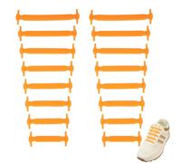 SUBAUM 2 PAIRS Elastic No Tie Laces for Trainers,Flat Lazy Silicone Shoelaces for Adults and Kids,Tieless Stretch Rubber Shoe Laces for Sneakers Sport Running Boots,Orange