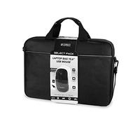 SUBBLIM Laptop Case with USB Mouse, 15.6 Inches, with Trolley Strap, Front Pocket, Adjustable Shoulder Strap, 3 Button Mouse, 1200 DPI, Black