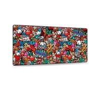 SUBBLIM XL Graffiti Computer Mouse Pad, with Non-Slip Rubber Base, for Wired or Wireless PC/Mac, Waterproof, 90 x 40 x 0.2 cm, Printed
