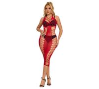 Subblime 952327 - cross-strap fishnet dress (red) - S-L