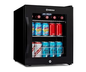 Subcold ACE50 Mini Fridge 50L with Glass Door - Quiet Lockable Drinks & Beer Fridge | Auto Defrost, LED Light & Touch Control | Compact Table Top Wine & Can Cooler for Home Bars, Man Caves & Offices