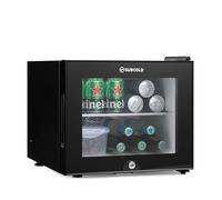 Subcold Aire20-G LED 20L Mini Fridge | Table Top Refrigerator | Quiet Frost Free Fridge for Bedrooms & Hotels | Lockable with Glass Door & Interior LED Light (Black)