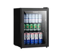 Subcold Cave60 Mini Refrigerator 60L with Glass Door and LED Light | Compact Refrigerator for Bedrooms, Gaming Rooms, Man Caves, Offices & Home Bars - Energy Efficient | 54 Cans Black