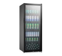 Subcold Maxi250 Tall Drinks Fridge, 237L Glass Door Display Fridge, Black | Freestanding Beer and Wine Cooler, 5 Adjustable Shelves, Lock and Key, LED Light, Auto Defrost, 4-18°C, for Home Bar