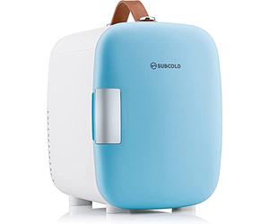 Subcold Pro4 Luxury Mini Fridge Cooler | 4 Litre / 6 Cans | AC and Exclusive USB Power Option | Portable Small Fridge for the Office, Bedroom, Car, Travel, Skincare & Cosmetics (Blue)