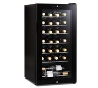 Subcold Viva28 LED - Under-Counter Wine Fridge Black | 3-18°C | Wine Cooler | LED + Lock & Key | Glass Door Drinks Cellar | Single-Zone (28 Bottle)