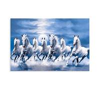 subdrant Wall Art horse pictures wall decor Seven Lucky Running Wild Horses horse wall poster 12 Canvas Poster Bedroom Decor Sports Landscape Office Room Decor Gift Unframe-style 12x18inch(30x45cm)