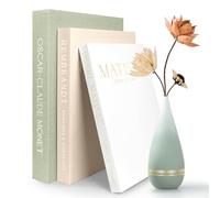 Subeauty Decorative Books for Home Decor- 3Pcs Linen Decorative Boxes for Aesthetic Room Decoration, Modern Fake Book Storage Boxes for Coffee Table, Bookshelf or Mantle Decor, Sage