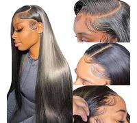 Subella 13x5 HD Lace Front Wigs Human Hair Pre Fringed with Baby Hair Glueless 180 Density Transparent Straight Human Hair 1 Pair