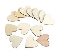 Suberde 100Pcs Wooden Love Heart Shape Embellishment Plaques Wedding Craft 20/30/40mm size 40mm 100pcs