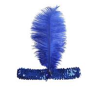 Suberde Womens Flapper Feather Headband 1920s Headpiece Headwrap Headdress Costume Hair Band Blue
