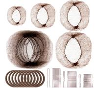 Sublaga 4 Sizes Hair Nets, 100pcs Invisible Hair Nets for Ballet Recital, Ballerina Buns Hair Nets, 120pcs Bobby Pins and 20pcs Elastic Hair Ties for Bun Maker, Brown